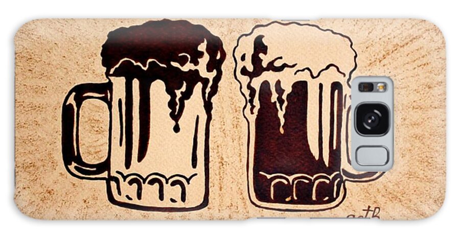 Dark Beer Galaxy Case featuring the painting Enjoying Beer by Georgeta Blanaru