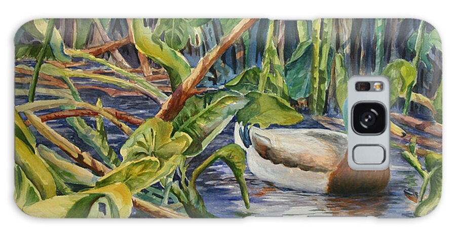 Florida Galaxy Case featuring the painting Environmentally Sound - Mallard Duck by Roxanne Tobaison
