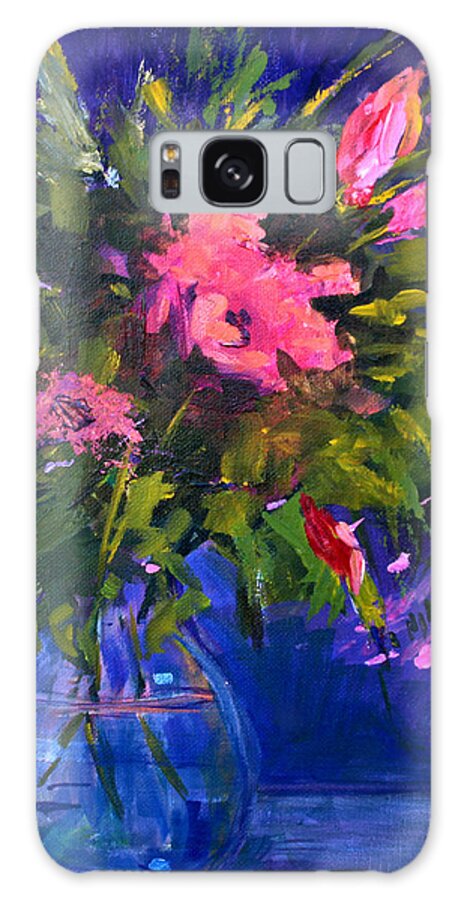 Abstract Galaxy Case featuring the painting Evening Blooms by Nancy Merkle