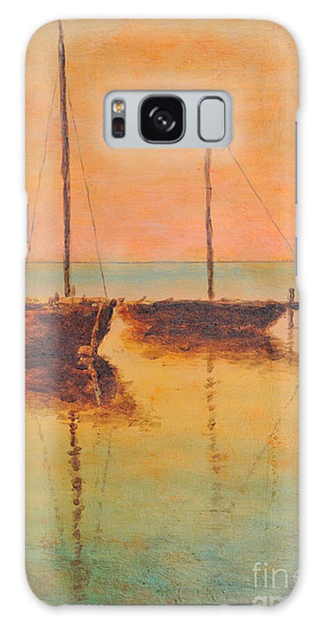 Ship Galaxy Case featuring the painting Evening boats by Martin Capek