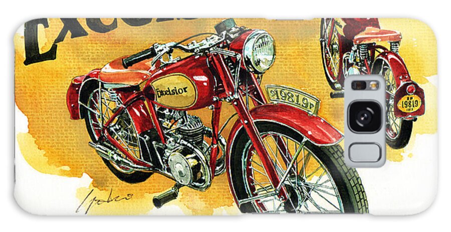 Classic Motor Cycle (1953) Galaxy Case featuring the painting Excelsior by Yoshiharu Miyakawa