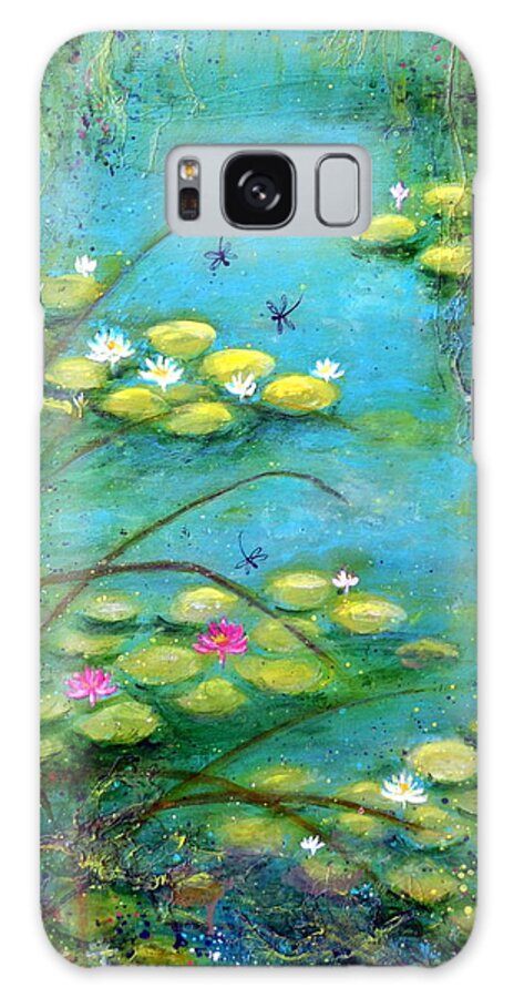 Water Lilies Galaxy S8 Case featuring the painting Fairy Tale Water Lilies Pond by Carla Parris