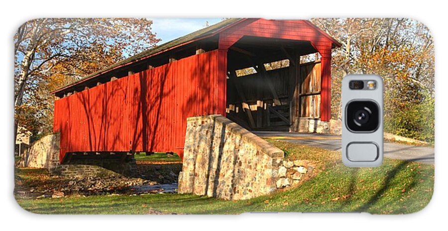Poole Forge Covered Bridge Galaxy Case featuring the photograph Fall Foliage Poole Forge Covered Bridge by Adam Jewell