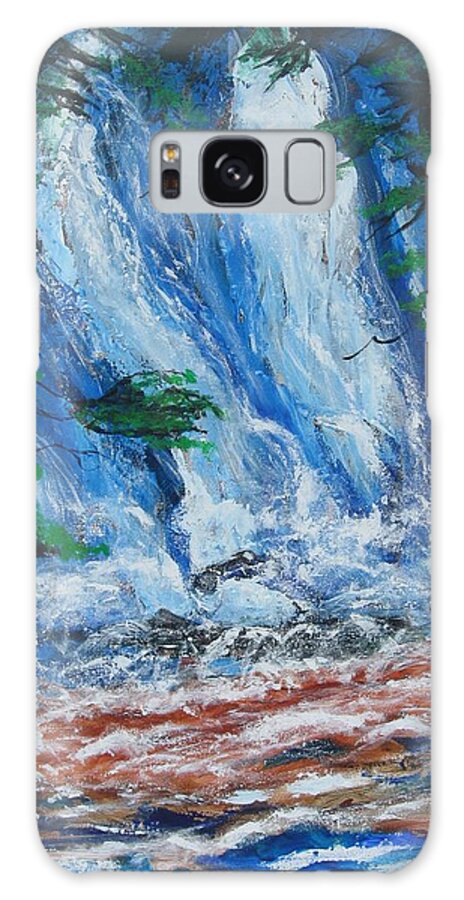 Nature Galaxy Case featuring the painting Waterfall in the Forest by Diane Pape