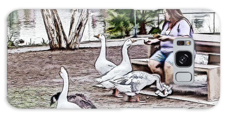 Goose Galaxy S8 Case featuring the digital art Feeding the Geese by Photographic Art by Russel Ray Photos