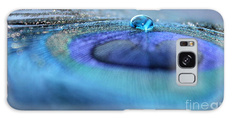 Peacock Feather Water Drop Galaxy Case featuring the photograph Feeling Blue by Krissy Katsimbras
