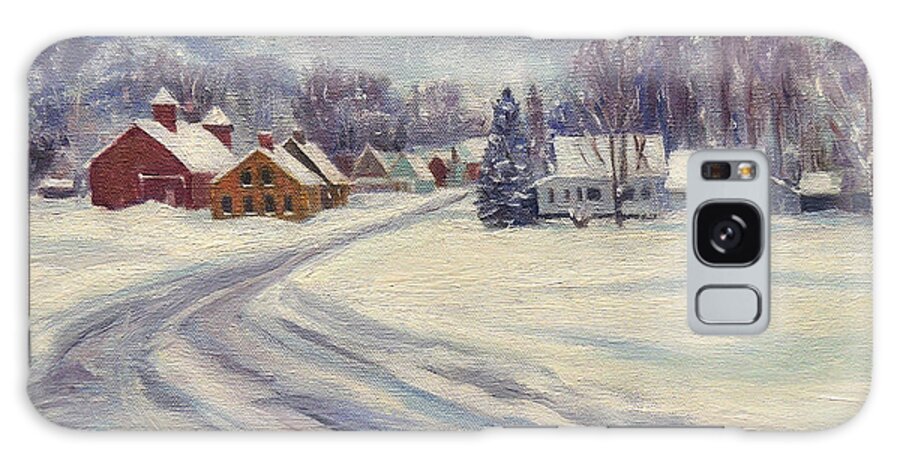 Vermont Galaxy Case featuring the painting Felchville Village in the Snow by Nancy Griswold