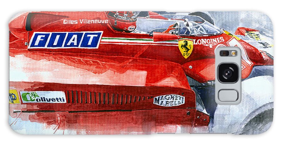 Watercolor Galaxy Case featuring the painting Ferrari 126C Silverstone 1981 British GP Gilles Villeneuve by Yuriy Shevchuk