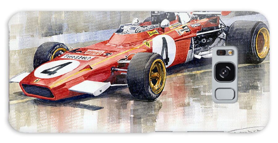 Watercolor Galaxy Case featuring the painting 1971 Ferrari 312 B2 1971 Monaco GP F1 Jacky Ickx by Yuriy Shevchuk
