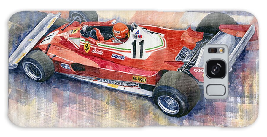 Watercolor Galaxy Case featuring the painting 1977 Monaco GP Ferrari 312 T2 Niki Lauda by Yuriy Shevchuk