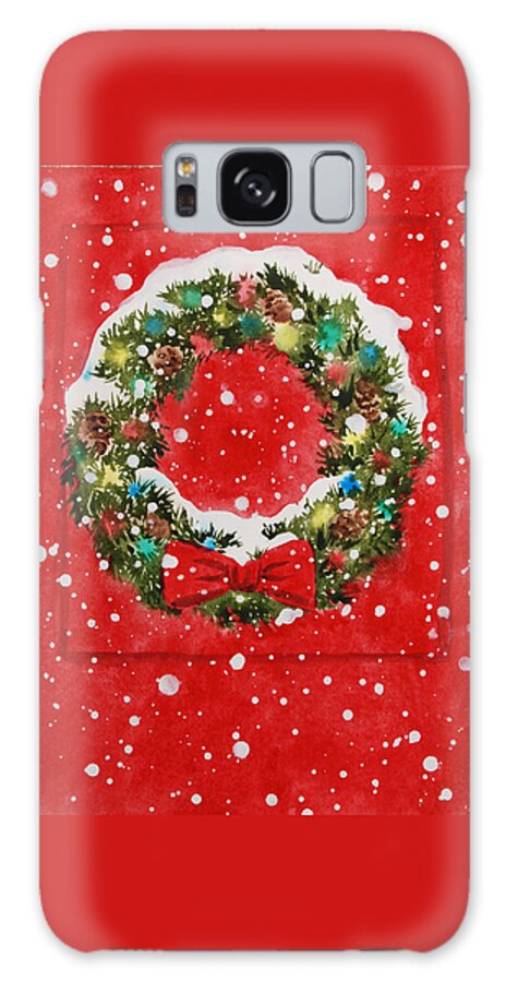 Christmas Galaxy Case featuring the painting Festive Wreath by Heidi E Nelson