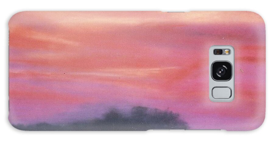 A Fiery-red Sunset Overlooking Brush. Galaxy Case featuring the painting Fiery Sunset by Robert Bray