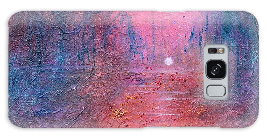 Modern Galaxy Case featuring the painting Fire At The Lake by Donna Blackhall