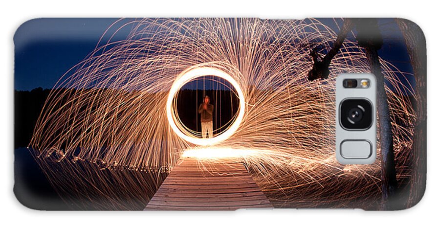 Steel Wool Photographs Galaxy Case featuring the photograph Fire Shower by Shirley Radabaugh