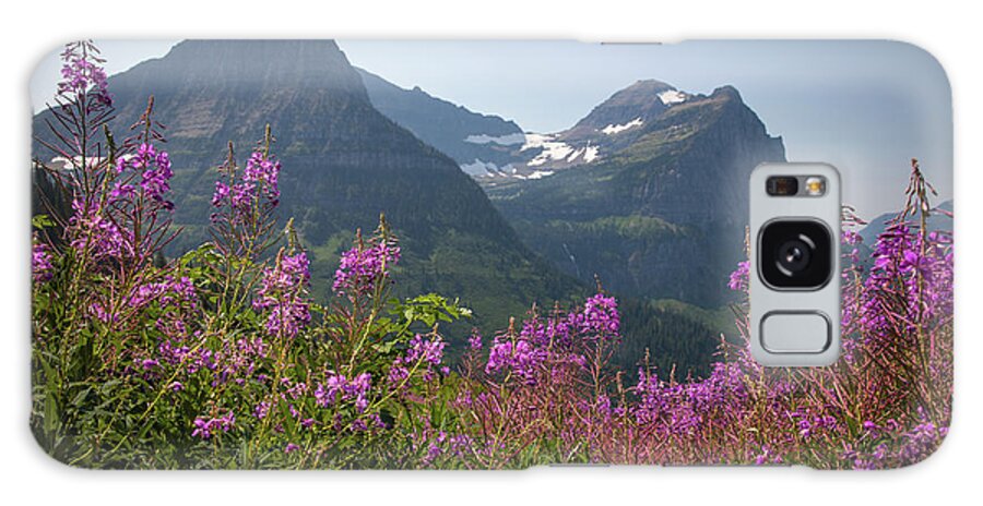 Tranquility Galaxy Case featuring the photograph Fireweed And Mountains, Glacier by Karen Desjardin