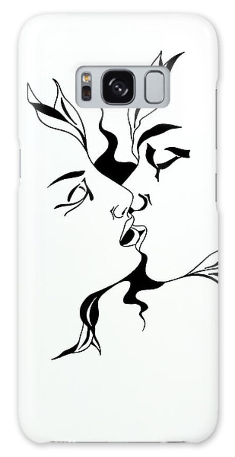 Love Galaxy S8 Case featuring the drawing First Kiss by Yelena Tylkina