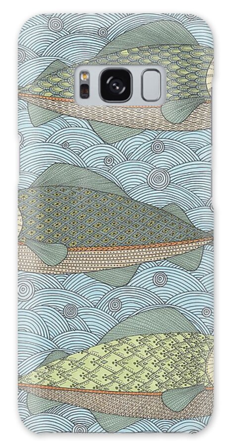 Fish Galaxy S8 Case featuring the drawing Fish Patterns by Pamela Schiermeyer