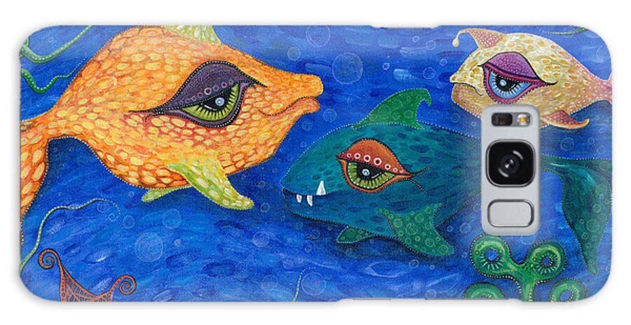 Fish Galaxy Case featuring the painting Fishin' for Smiles by Tanielle Childers