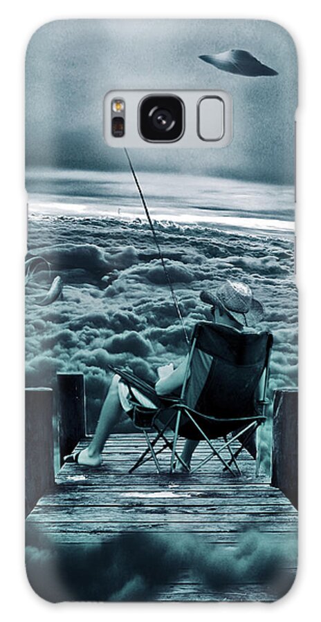 Marian Voicu Galaxy Case featuring the digital art Fishing Above the Clouds by Marian Voicu