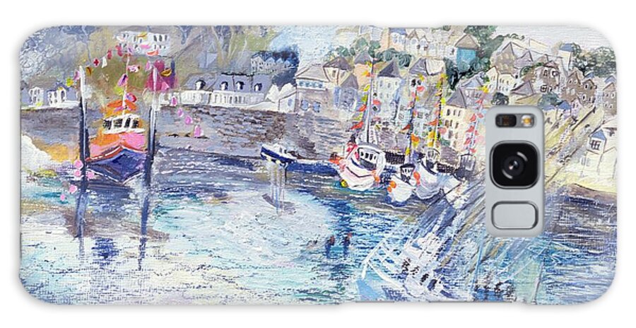 Boat Galaxy Case featuring the photograph Fishing Harbour, Newlyn, Cornwall, 2005 Oil Pastel & Acrylic On Board by Sophia Elliot
