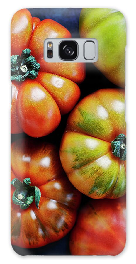 Five Objects Galaxy Case featuring the photograph Five Beef Tomatos On Black Ground by Westend61