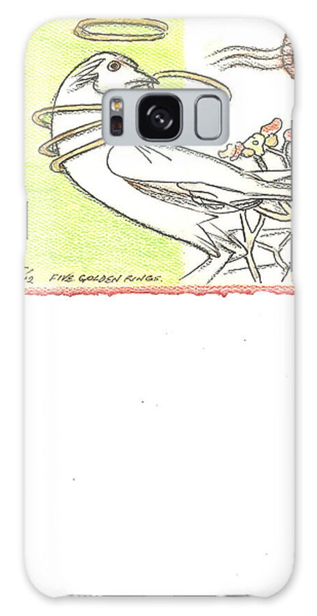 Christmas Greeting Cards Galaxy Case featuring the drawing Five Golden Rings by Kippax Williams