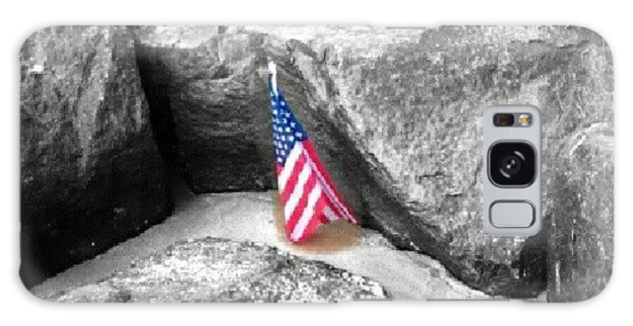 Monoart Galaxy Case featuring the photograph Flag On The Rocks by Jim Amos
