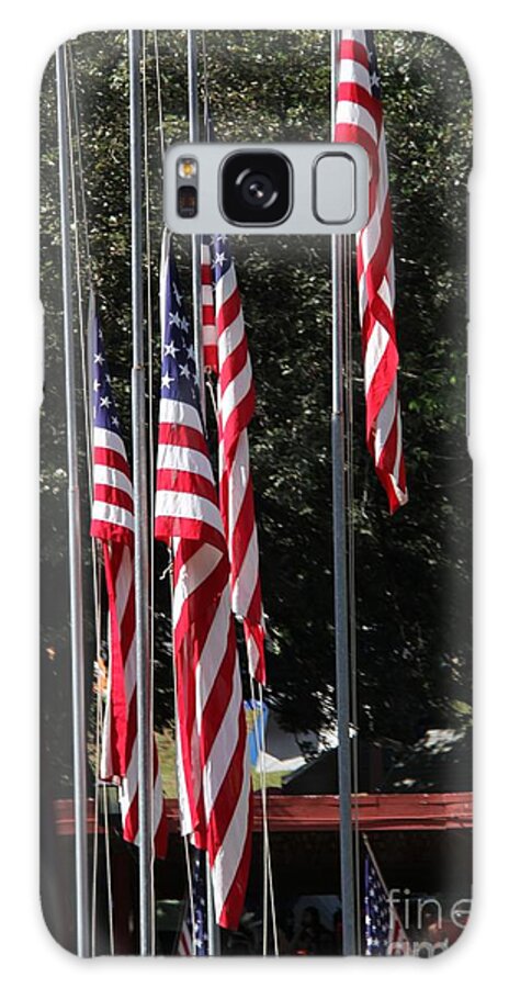American Flags Galaxy Case featuring the photograph Flags are coming down by Yumi Johnson