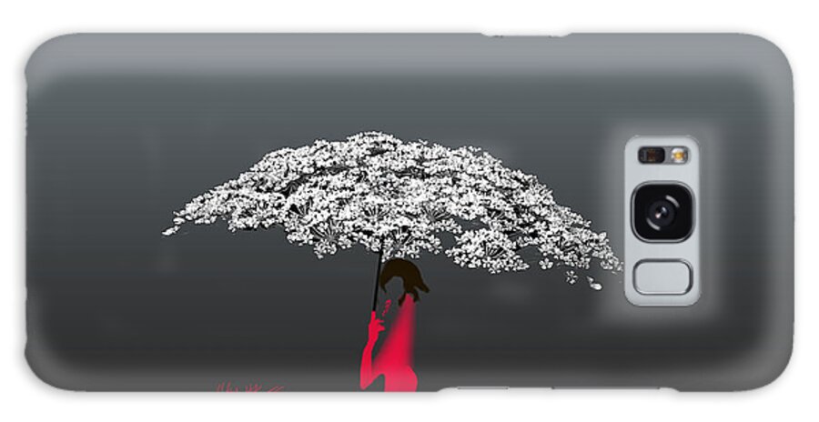 Umbrella Galaxy Case featuring the digital art Floral Umbrella by Asok Mukhopadhyay