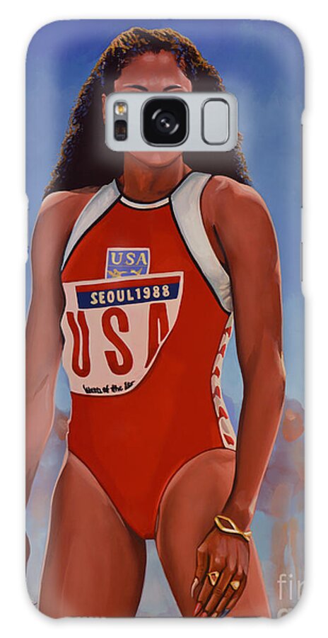 Florence Griffith Galaxy Case featuring the painting Florence Griffith - Joyner by Paul Meijering