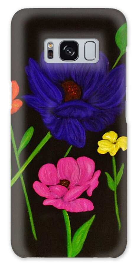 Orange Flowers Galaxy Case featuring the painting Flower Play by Celeste Manning