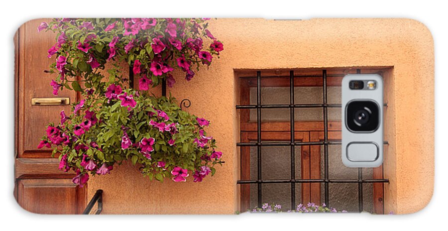 Facade Galaxy Case featuring the photograph Flowers and a Window by Uri Baruch