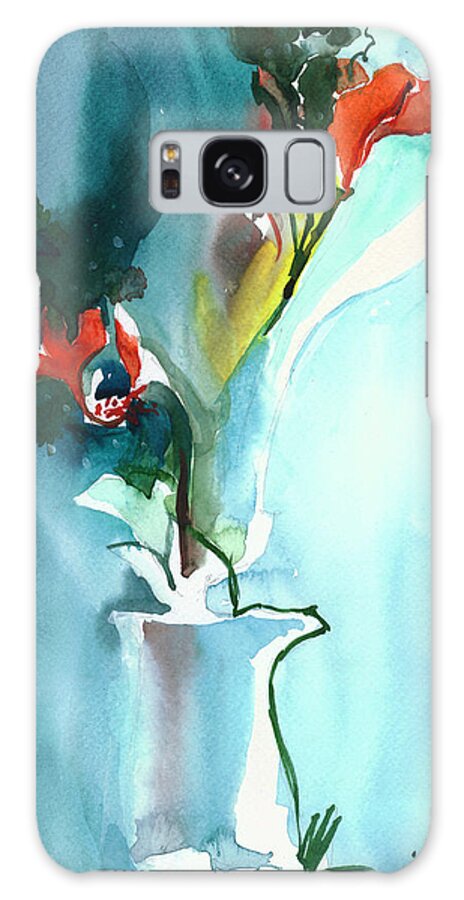 Nature Galaxy Case featuring the painting Flowers in Vase by Anil Nene