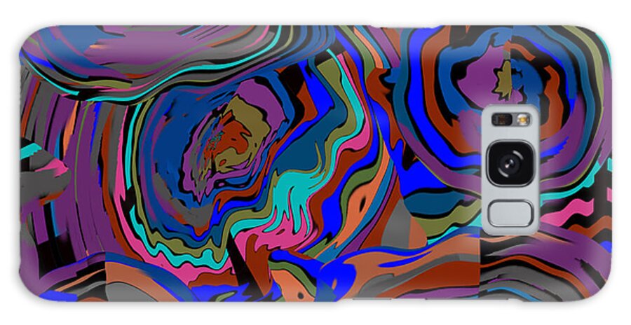 Blue Abstract Art Paintings Galaxy Case featuring the painting Original Contemporary Modern Art Flowers Of Life by RjFxx at beautifullart com Friedenthal