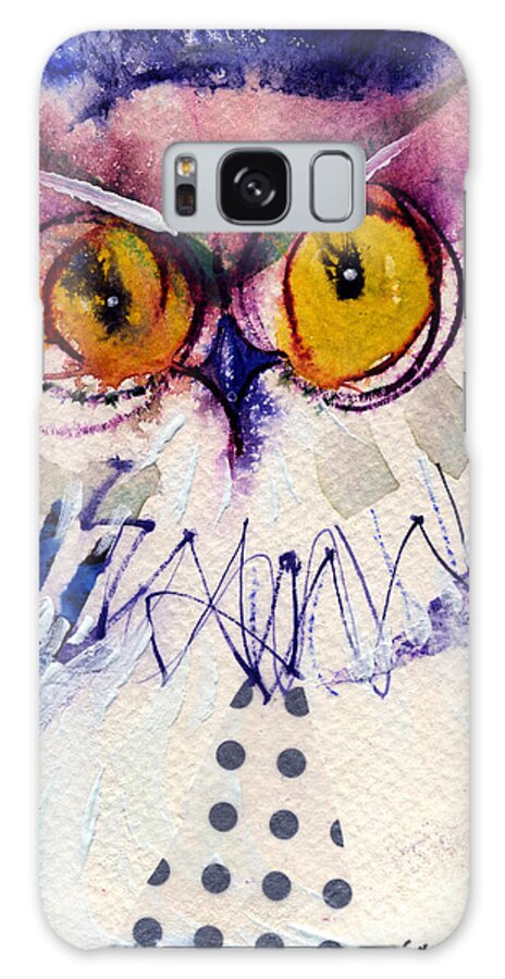 Owl Galaxy S8 Case featuring the painting Fluff by Laurel Bahe