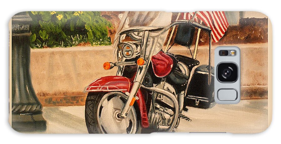 Motorcycle Galaxy Case featuring the painting Flying Colors by Jill Ciccone Pike