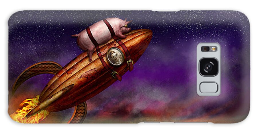 Pig Galaxy Case featuring the photograph Flying Pig - Rocket - To the moon or bust by Mike Savad