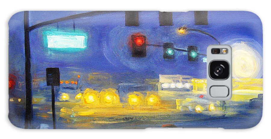 Traffic Galaxy Case featuring the painting Foggy Morning Traffic by Cheryl Del Toro