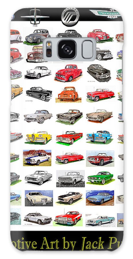 A Beach Towel Of Four Decades Of Fords Poster To A Buyer From Toowoomba Galaxy Case featuring the painting Four decades of Fords Poster by Jack Pumphrey
