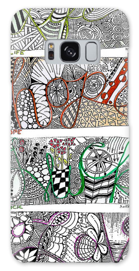 Zentangles And Zendoodles Galaxy Case featuring the mixed media Four Letter Words by Ruth Dailey