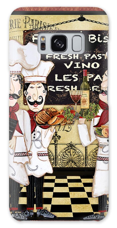 French Galaxy Case featuring the painting French Chefs-Bistro by Jean Plout