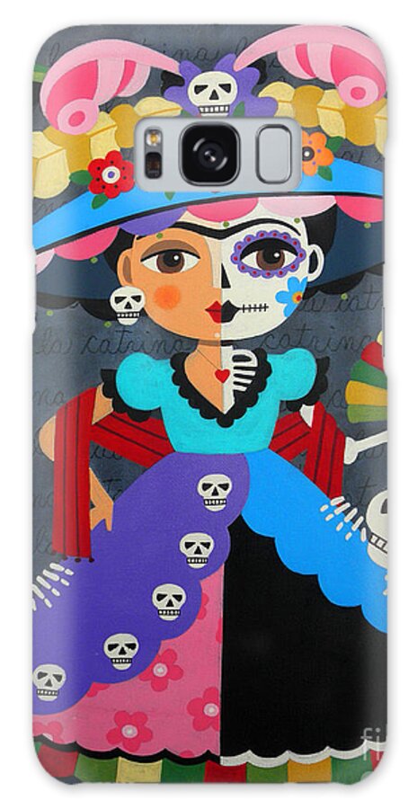 Frida Galaxy Case featuring the painting Frida Kahlo La Catrina by Andree Chevrier