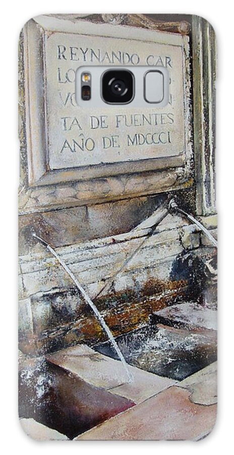 Fuente De San Martin. Leon Galaxy Case featuring the painting Fuente de San Martin by Tomas Castano