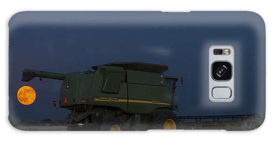 Kansas Galaxy Case featuring the photograph Full moon and combine by Rob Graham
