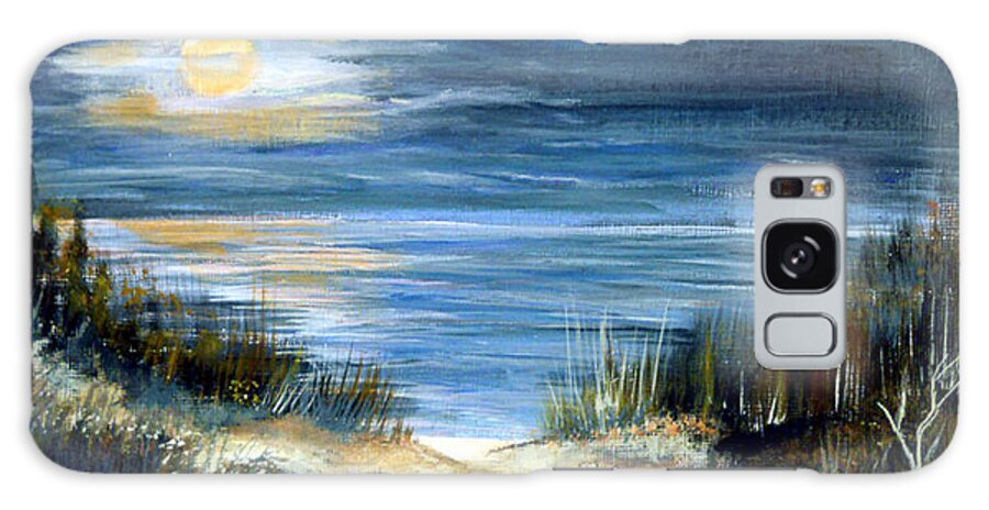 Full Moon Galaxy Case featuring the painting Full Moon on the Beach by Dorothy Maier