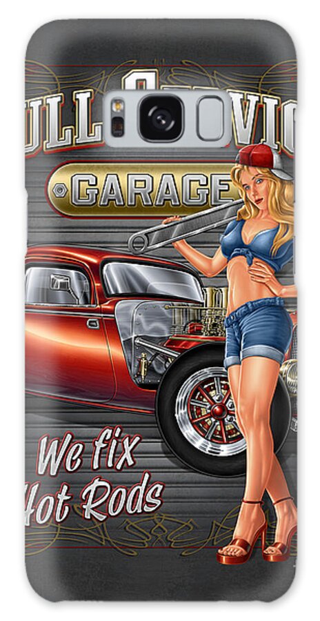 Motorcycle Galaxy Case featuring the painting Full Service Garage by JQ Licensing