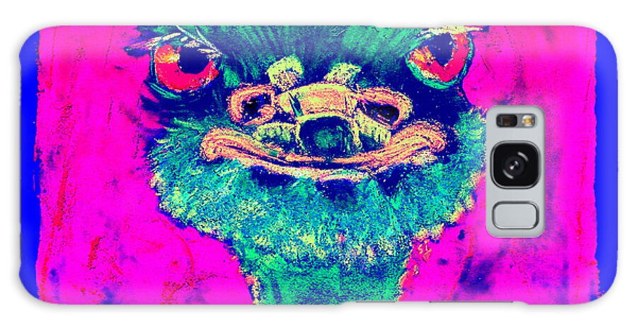 Ostrich Galaxy Case featuring the painting Funky Ostrich Cool Dude Art Prints by Sue Jacobi
