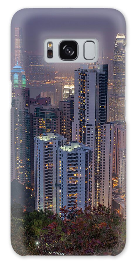 Chinese Culture Galaxy Case featuring the photograph Futuristic High Rise Cityscape Night by Fotovoyager