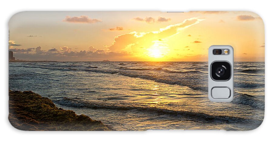 Beach Galaxy Case featuring the photograph Galveston Sunrise by Cathy Alba