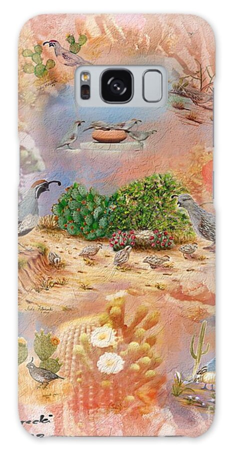 Gambel Quail Galaxy S8 Case featuring the painting Gambel Quail Collage-Southwest Art by Judy Filarecki